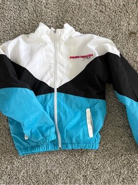 Precision Girls Colorblock Windbreaker - White, Black, Turquoise